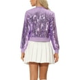 thumbnail image 3 of INSPIRE CHIC Women's Sequin Party Long Sleeve Zipper Up Cropped Bomber Jacket XL Light Purple, 3 of 6