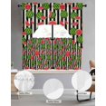 thumbnail image 2 of Red Green Watermelon Swag Kitchen Curtains Sets for Windows 24 Inch Length, Botanical Black White Stripe Vintage Short Window Curtain Panels Swags Valances and Tiers 3 Piece Set for Cafe/Dining Room, 2 of 5