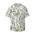 thumbnail image 4 of Uemuo Wisteria Flower Pattern Cotton Linen Short Sleeve Shirts,Casual Lightweight Button Down Shirts,Vacation Beach Summer Tops-Medium, 4 of 7