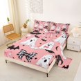 thumbnail image 2 of Manfei Pink Bowknot Ghost King Sheets for Girls, Kawaii Halloween Bat Hat Bedding, 4pcs, 1 Flat Sheet, 1 Fitted Sheet and 2 Pillowcases, 2 of 6