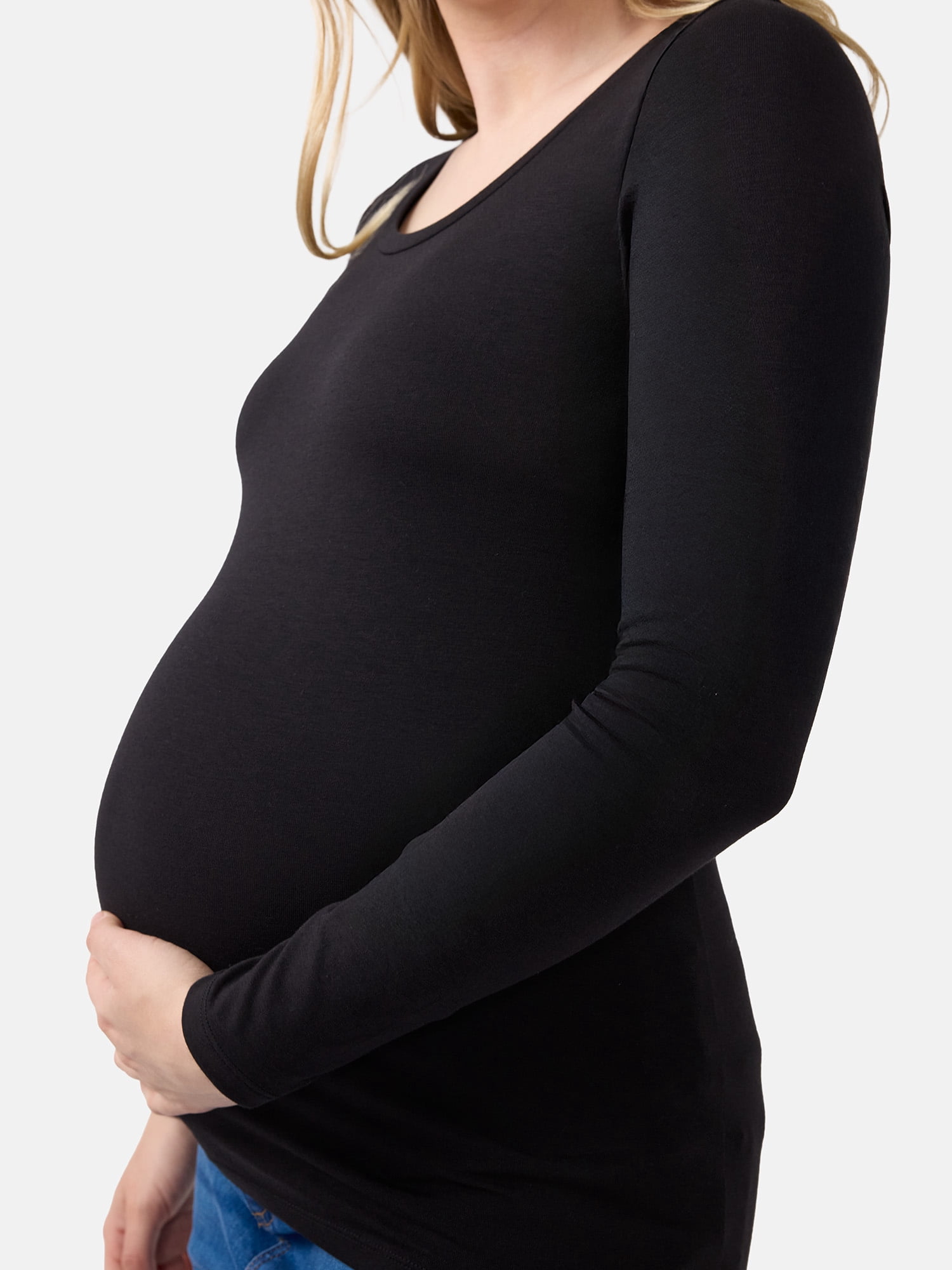 Ingrid & Isabel For Every Belly Women's Maternity Scoop Tee with Long Sleeves, Sizes S-XXL
