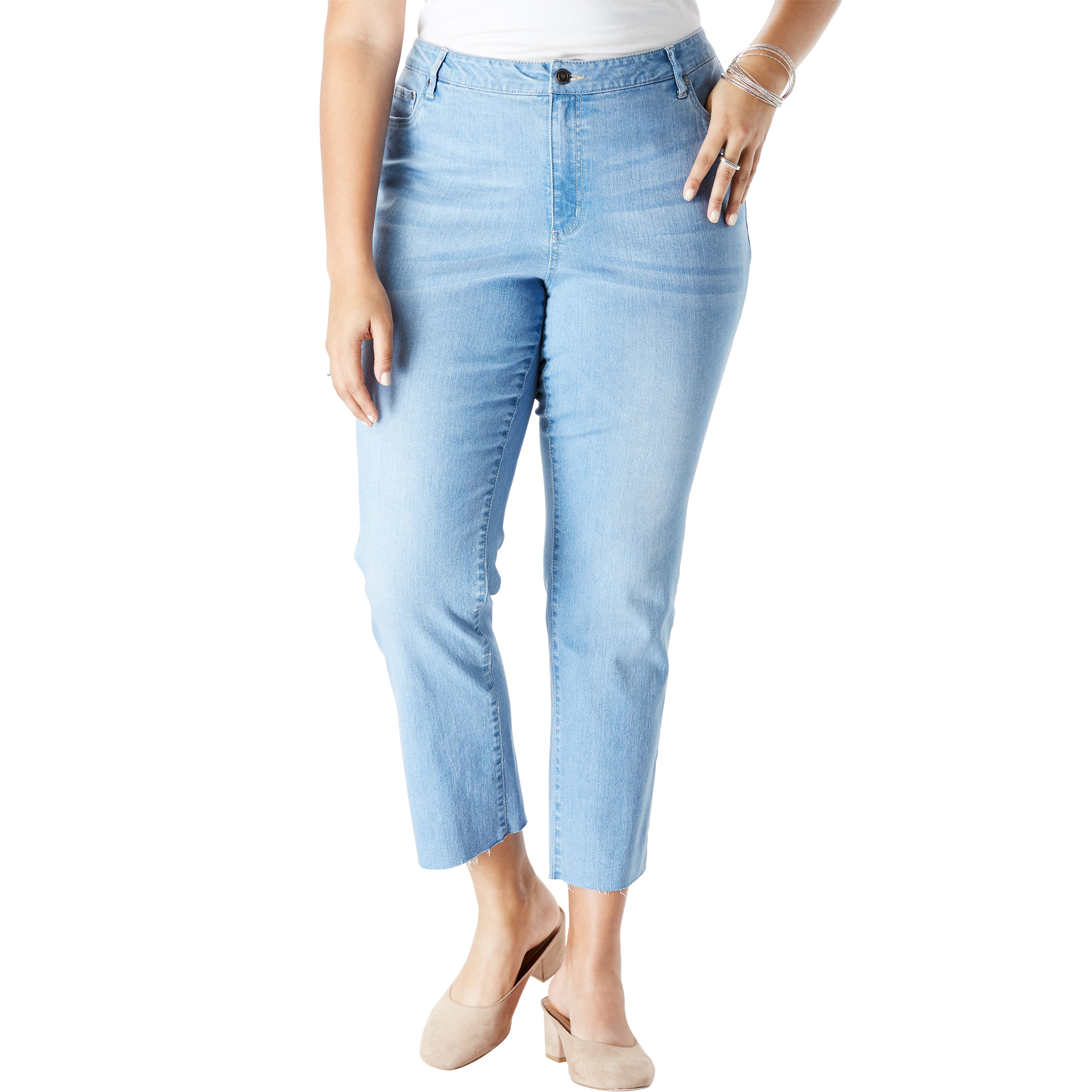 Roaman's - Roaman's Women's Plus Size Crop Straight-Leg Jean - Walmart ...