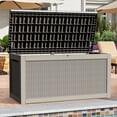 thumbnail image 5 of Dextrus 320 Gallon Large Outdoor Storage Box, Water Resistant Resin Deck Box, Lockable Indoor & Outdoor Organizer for Patio Cushions, Garden Tools and Outdoor Equipment, Brown, 5 of 8