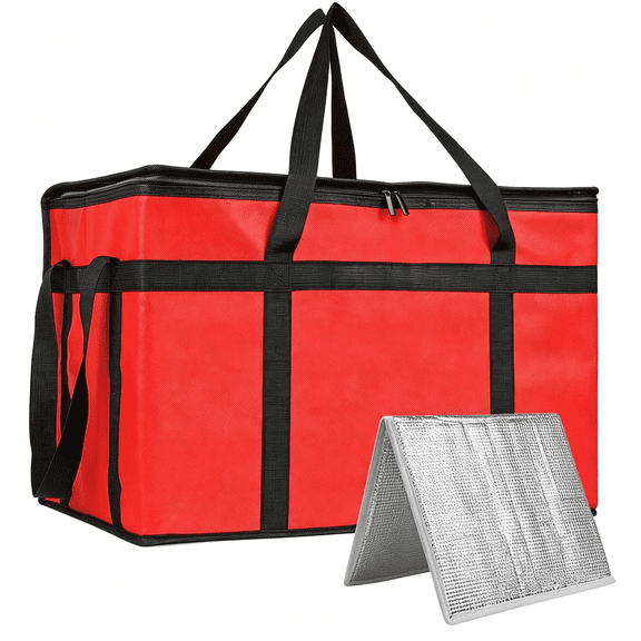 GASTROPOD Insulated Food Delivery Bag,Xxxl Insulated Reusable Grocery Cooler/Hot Bags,Tote Bag for Shopping/Travel/Doordash,Catering Bag 23X14X15,Red,1-Pack