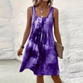 thumbnail image 5 of Hilenly Womens Plus Size Tank Dress Sleeveless Square Neck Pleated Flowy Mini Dress Summer Beach Tie Dye Sundress, 5 of 7