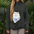 thumbnail image 2 of Shadoumai Cat Pouch Hoodie for Women Half Zip Kangaroo Pocket Dog Pouch Sweatshirts Pet Carrier Pullover Animal Holder Long Sleeve Tops, 2 of 9