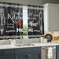 thumbnail image 2 of Farmhouse Black White Kitchen Curtains Short Small Rustic Country Fork and Spoon Wood Board Retro Vintage Window Curtains Funny Quotes Bedroom Window Drapes Treatment Tier Curtain 28x39 Inch, 2 of 6