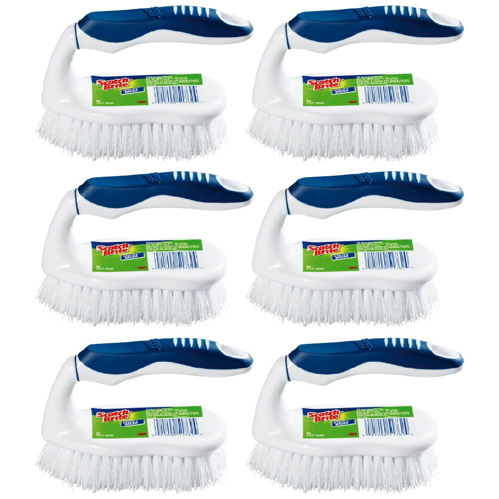 3M 492 ScotchBrite Utility Scrub Brush With Handle Deep Clean Heavy
