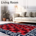 thumbnail image 2 of ODIKA 4'x6' Machine Washable Non-Slip Area Rug, North Pole Checkered Snowy Forest Whimsical Magical High Traffic Rug, Red, 655969, 2 of 7