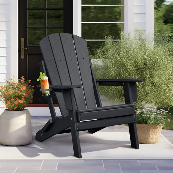 Buytoshop Folding Adirondack Chair, Relaxing Stackable Arm Rest Ergonomic HDPE All-Weather Adirondack Chair