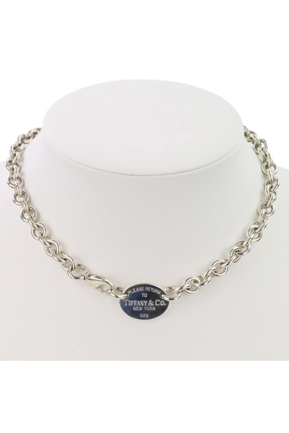 Pre-Owned TIFFANY & Co. Return to Tiffany Oval Tag Choker Necklace in 925 Silver for... (Good)
