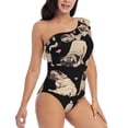thumbnail image 5 of Balery French Bulldog One Shoulder Swimsuits for Women Ruffle Swimsuits Tummy Control One Shoulder Bathing Suits-Large, 5 of 8