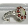 thumbnail image 3 of LBG British Made 925 Sterling Silver Natural Opal & Garnet Womens Statement Ring - 33 size options - Size 7, 3 of 6