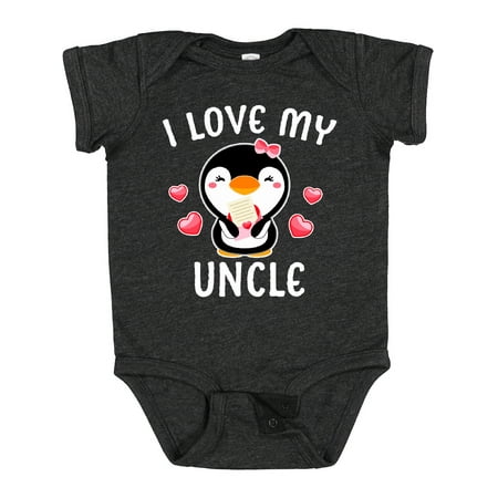 

Inktastic I Love My Uncle with Cute Penguin and Hearts Gift Baby Girl Bodysuit