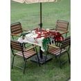 thumbnail image 3 of Outdoor Tablecloth with Umbrella Hole and Zipper, Red Plaid Snowman Christmas Square Table Cloth 54x54 Inch Waterproof Tablecloth, Xmas Tree Snowflake Elk Winter Picnic Table Cover for Patio Camping, 3 of 7