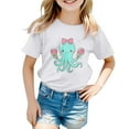 thumbnail image 1 of Vêtements pour Filles T-Shirt à Manches Courtes Col Rond Imprimé pour Filles Vêtements d'Été pour Petites Filles Hauts pour Filles 6-7 Ans Mode Filles, 1 of 3