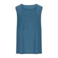thumbnail image 5 of KHONTS Linen Plus Size Tank Tops for Women Crewneck Pleated Front Sleeveless Summer Holiday Shirts Navy M, 5 of 5