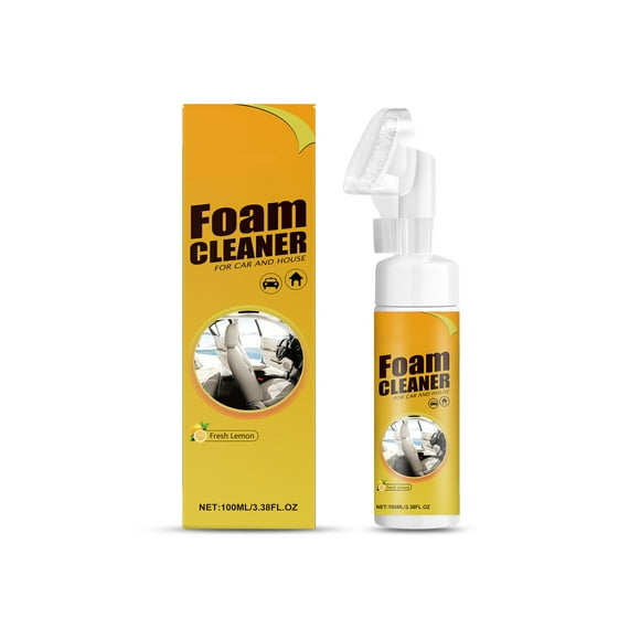 Eoozwa 100ml Car Interior Foam Cleaner with Built-in Brush, Upholstery & Seat Stain Remover, Renew Bright Finish Cleaner for Auto Dashboard Leather Fabric