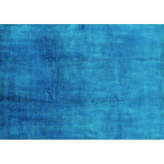 Ahgly Company Machine Washable Indoor Rectangle Oriental Turquoise Blue Industrial Area Rugs, 5' x 7'