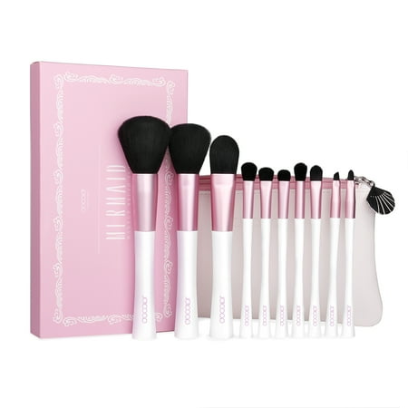 Powder Travel Brush Docolor 10 Pcs Makeup Brush Sets Valentine Gift Professional Foundation Blending Face Powder Brushes Mermaid Brush Set With Travel Case ()