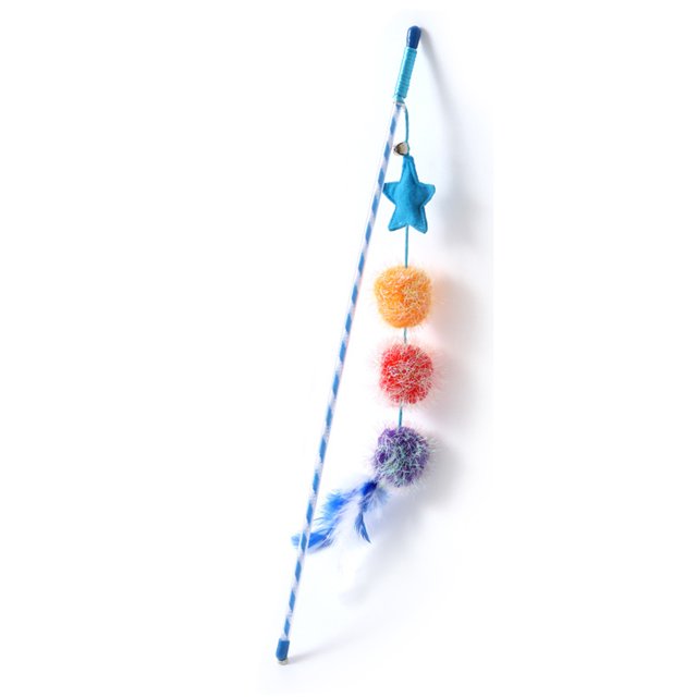 Varita para gato, varita de juguete para gato con forma de estrella de fieltro, juguete de calidad inigualable
