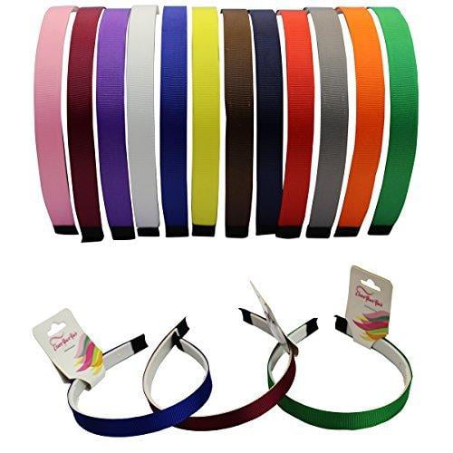 12 Hard Headbands Satin Headband Ribbon Hairband for Women by CoverYourHair 