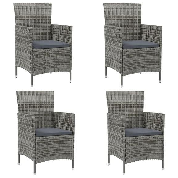 vidaXL Patio Chairs ll Weather Dining Single Chair with Cushions Poly Rattan