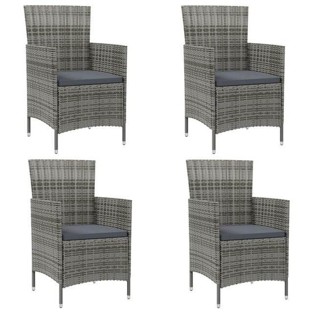 vidaXL Chaises de Jardin avec Coussins 4 Pcs Rotin Synthétique Gris