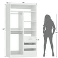 thumbnail image 3 of iSunirm 36" Free Standing Walk-in Closet System with 3 Wooden Drawers, Closet Organizer System with Hanging Rods and Storage Shelves, Heavy Duty Closet for Bedroom, 36"L x 16"W x 80"H, White, 3 of 7