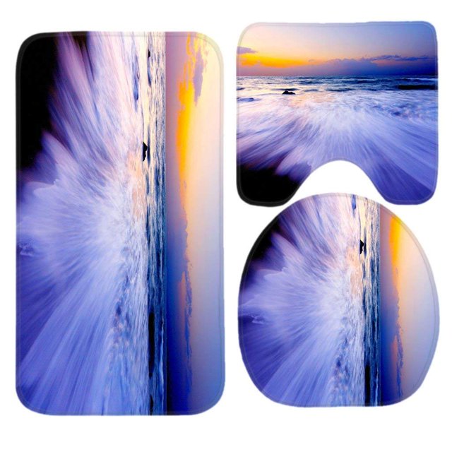 ABPHQTO Playas Hermoso Mar Naturaleza Juego de alfombras de baño de 3 piezas Alfombra de baño Alfombra de contorno y tapa de inodoro ABPHQTO Cont-CHAPPLE-13635