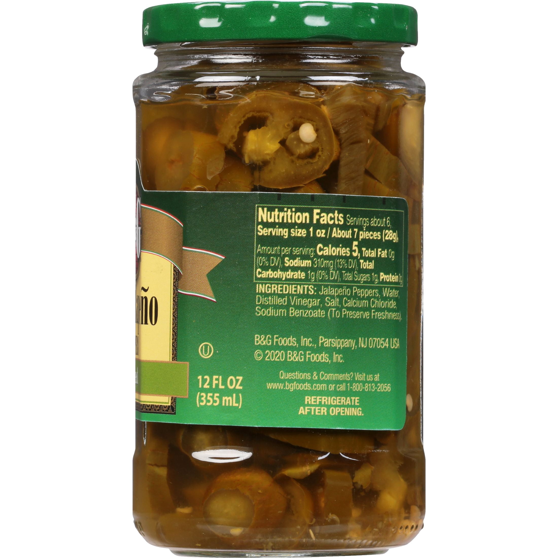 B&G Hot Jalapeno Peppers, Sliced, Kosher, Shelf-Stable, 12 fl oz Jar