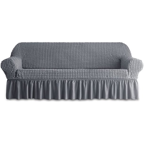 Rrysemdor seersucker sofa slipcover with skirt 1 piece universal