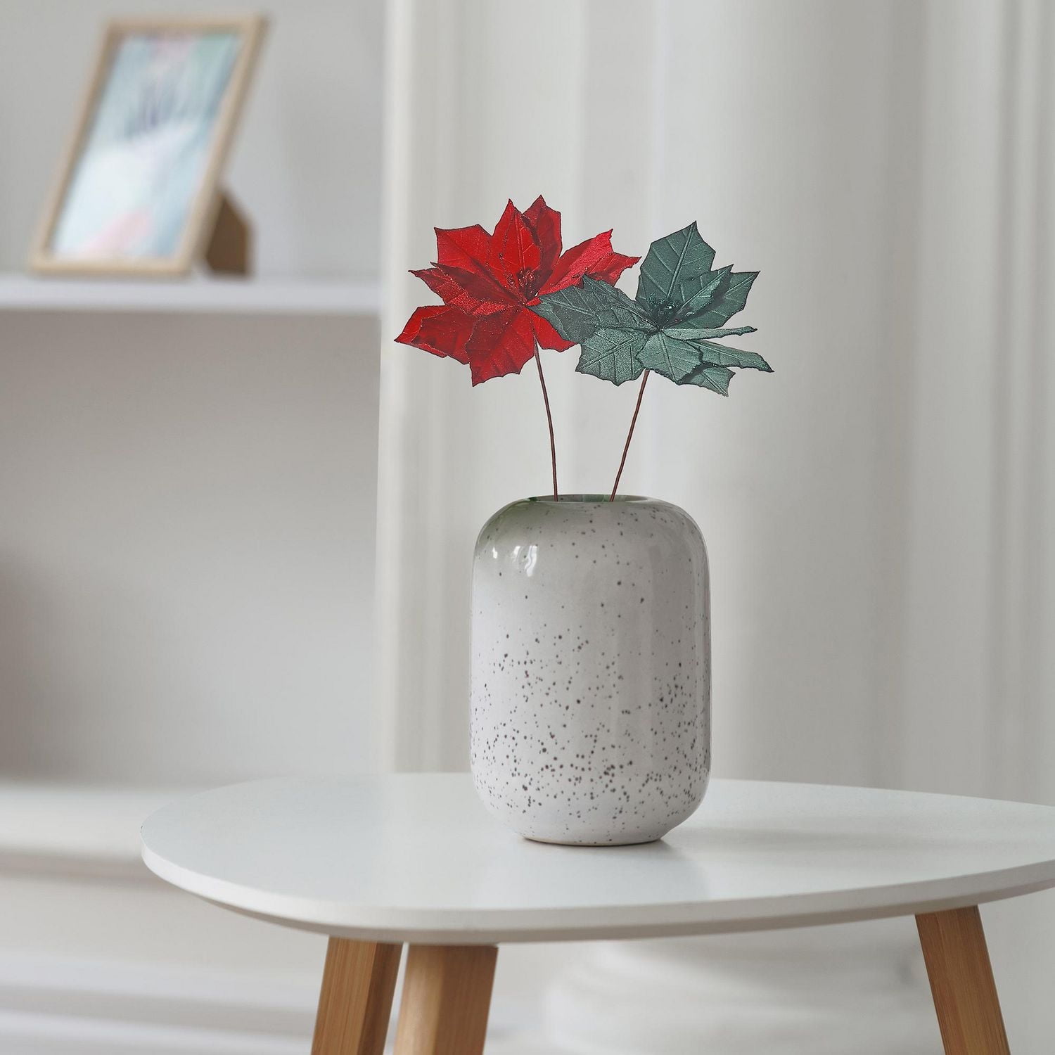 Spray Poinsettia À Bords Scintillants - Lot De 6