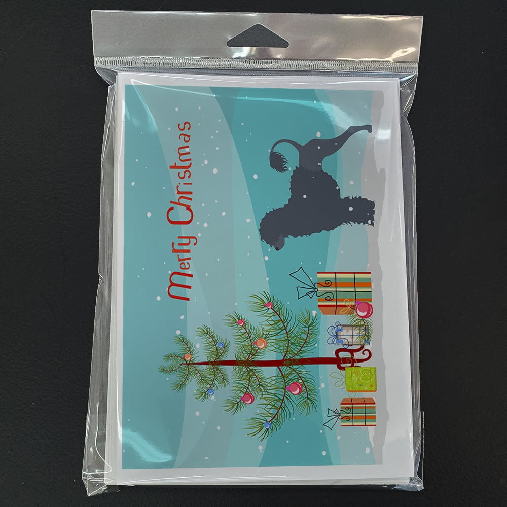 Portuguese Water Dog Merry Christmas Tree Greeting Cards and Envelopes Pack of 8