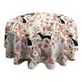thumbnail image 4 of Chihuahua and Flower Florals Round Tablecloth 60"x60",Wrinkle Wipeable Table Cloth for Kitchen Dining Room Picnic Patio Party, 4 of 6