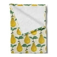 thumbnail image 2 of Fruit Soft Flannel Fleece Throw Blanket, Expressionist Style Pear Pattern Hand Painted Pattern, Cozy Plush for Indoor and Outdoor Use, 50" x 70", Earth Yellow Eggshell, by Ambesonne, 2 of 5