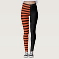 thumbnail image 1 of MKLEKYY Leggings para mujer, pantalones de yoga con rayas huecas para mujer, leggings elásticos con estampado de rayas negras y naranjas, pantalones deportivos altos para mujer, 1 of 4