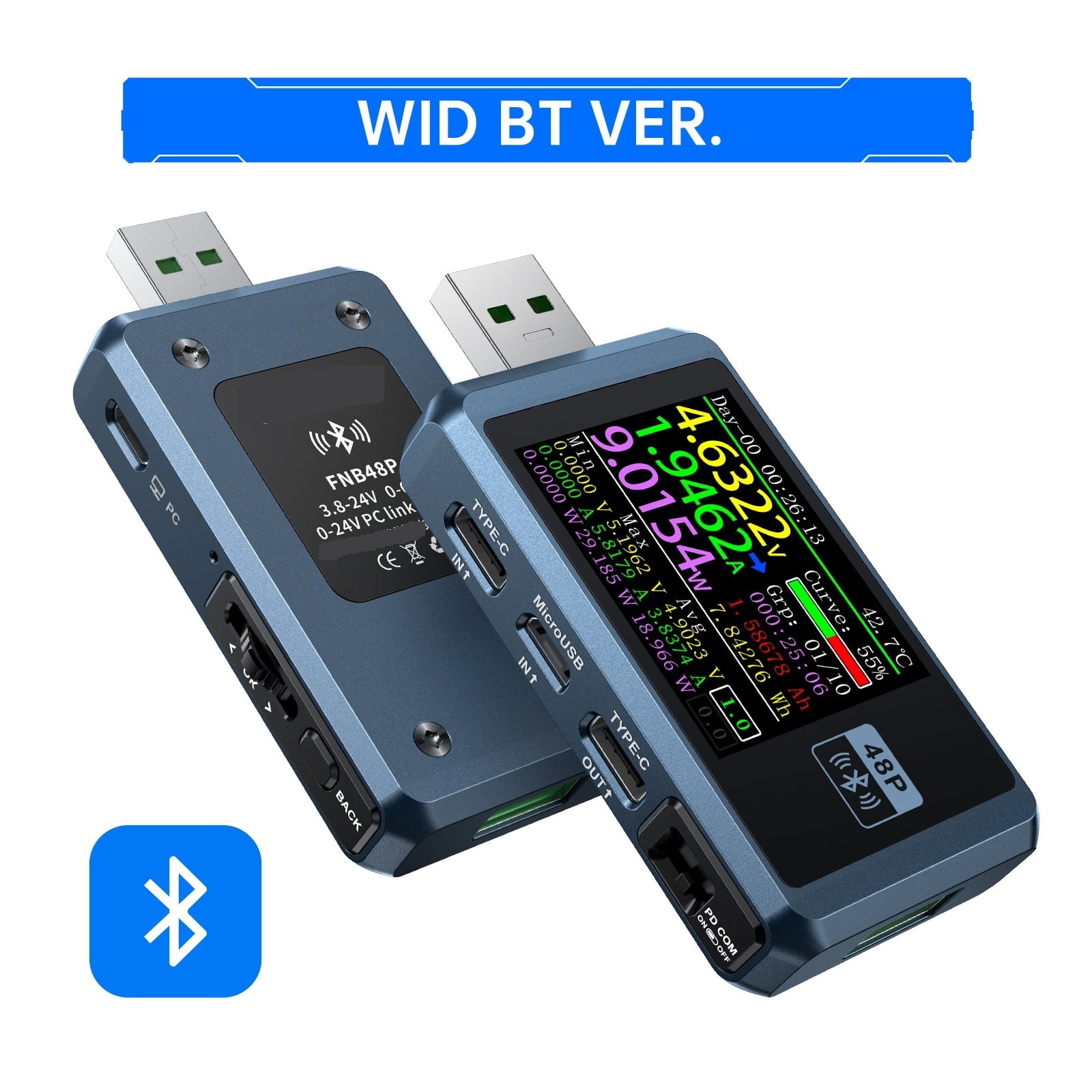 USB Battery Tester Voltmeter Ammeter TYPE-C Fast Charge Detection Trigger Capacity Measurement Ripple Monitor ,Live Data