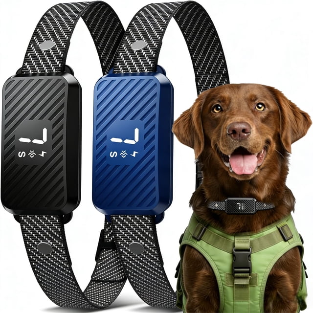 Collar antiladridos KJKZO para perros recargable, paquete de 2 unidades, azul+negro