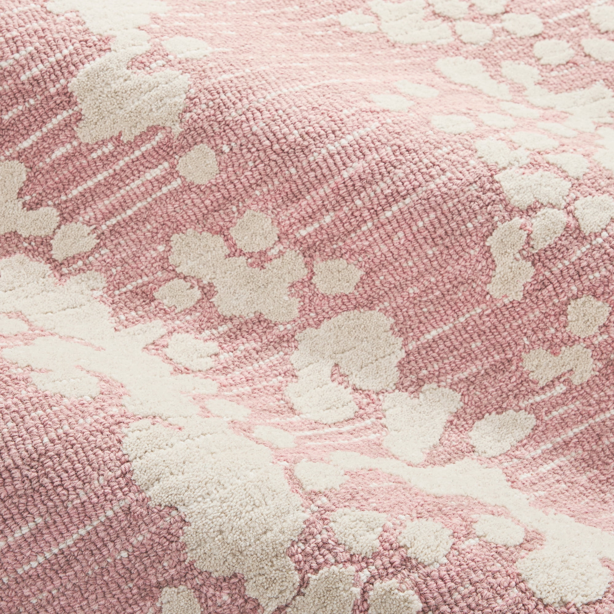 NICOLE MILLER NEW YORK Mod Weave Abstract Knotted Texture Handcrafted Area Rug, 100% Wool Rug, Rose, 5'x7’