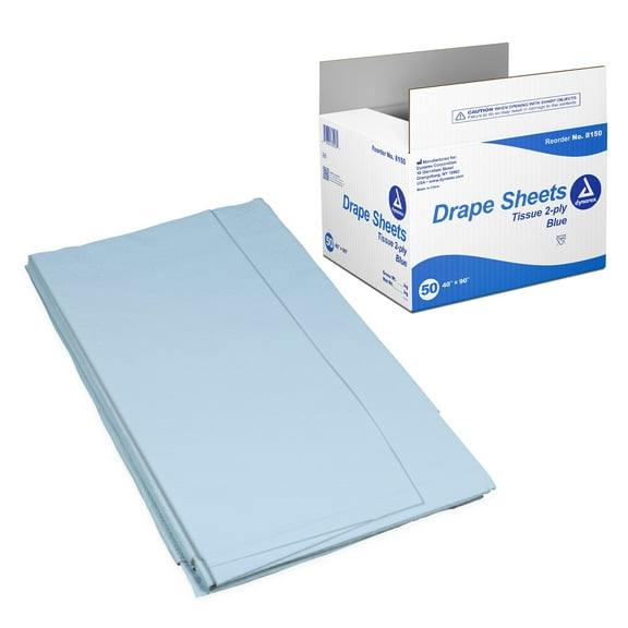Dynarex Drape Sheets, Provides Protection and Privacy, Used by Physicians, Veterinarians, and Tattoo Artists, 2-Ply Tissue, 40” x 90”, Blue, 1 Case of 50