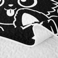 thumbnail image 5 of Manfei Cute Kitten Cat Bed Spread Queen, Simple Abstract Animal Queen Coverlet Set, Black White, 3 Pieces, 1 Quilt and 2 Pillowcases, 5 of 7