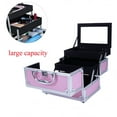 thumbnail image 3 of Zimtown 9"x6"x6" Pro Aluminum Makeup Train Jewelry Storage Box Cosmetic Bag Lockable Case Organizer Pink, 3 of 8
