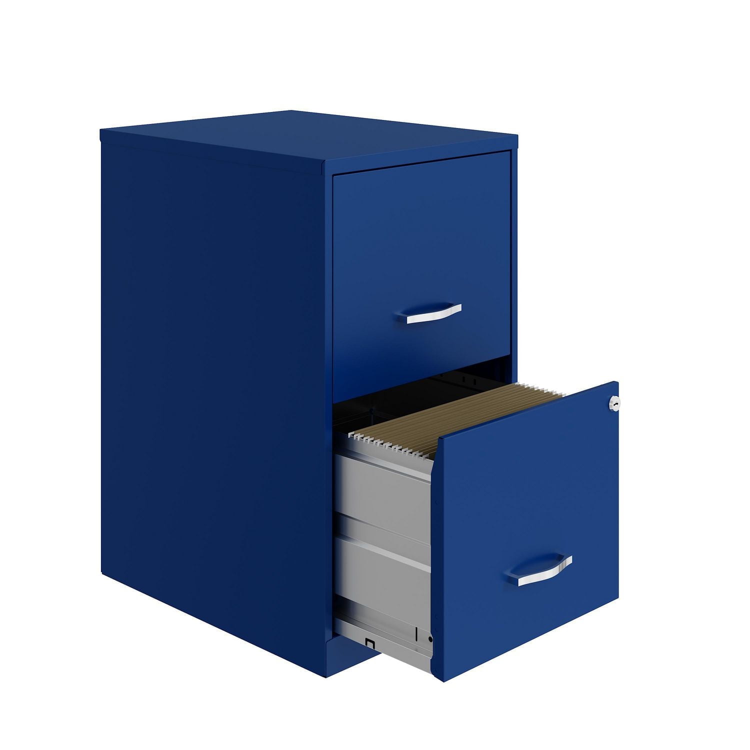 Classeur en métal à 2 tiroirs de Space Solutions, 18 po, bleu classique Armoire en métal à 2 tiroirs, 18 po