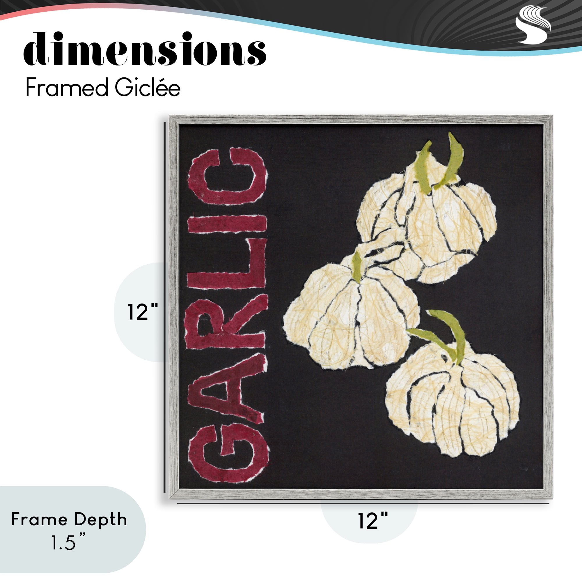 Stupell Industries Garlic Garden Vegetable Gray Framed Giclee Art, design by Nancy Overton
