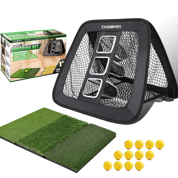 Red para astillar golf CHAMPKEY de doble cara con tapete y 12 pelotas de espuma