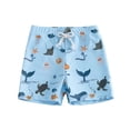 thumbnail image 3 of Zylarhe Boys Swim Trunks Featuring Ocean Animal And Plaid Print Designs For Beach And Pool 2-3 Years Sky Blue, 3 of 3