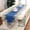 S151 Blue PU, variant on American Style Table Runner - Elegant PU Fabric, Waterproof and Oil-Resistant, Long Rectangular Tablecloth for Dining and Coffee Tables