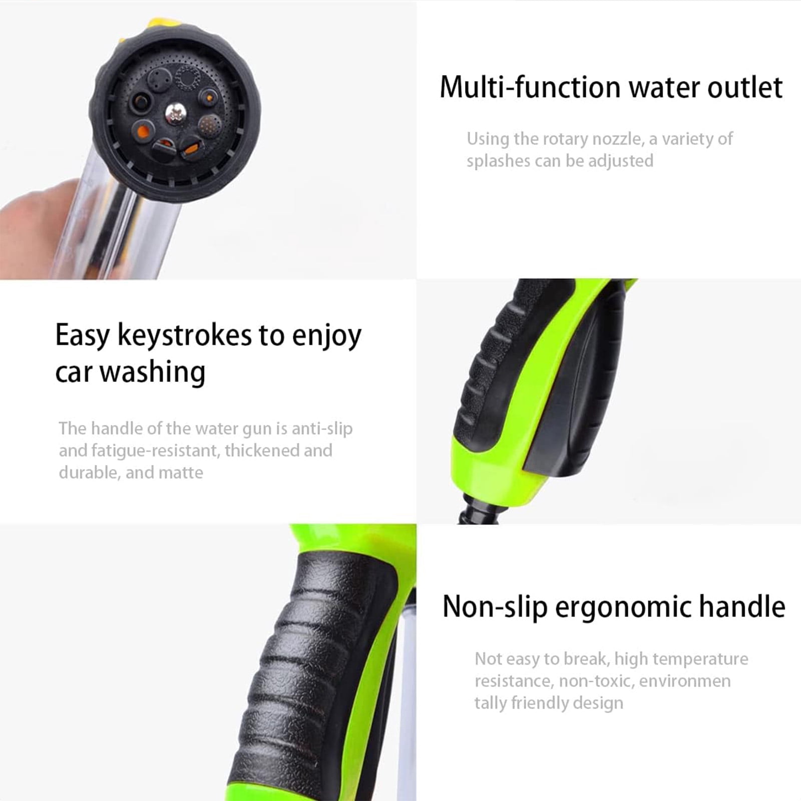 High Pressure Water Garden Hose Nozzle, Car Wash Foam Sprayer With 8 Adjustable Watering Patterns, Soap Foam Sprayer & Bubble Cleaning Blaster For Vehicle And Plants