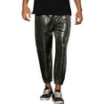 thumbnail image 4 of Lars Amadeus Shiny Pants for Men's Drawstring Waist Sparkly Costume Metallic Joggers, 4 of 5